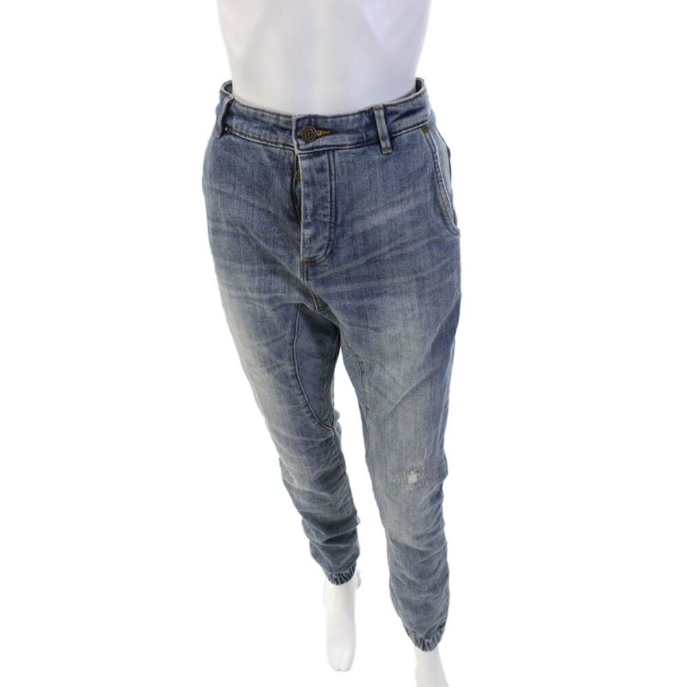 ZANEROBE Womens Cotton Buttoned Medium Wash Tapered Jeans Blue Size 30